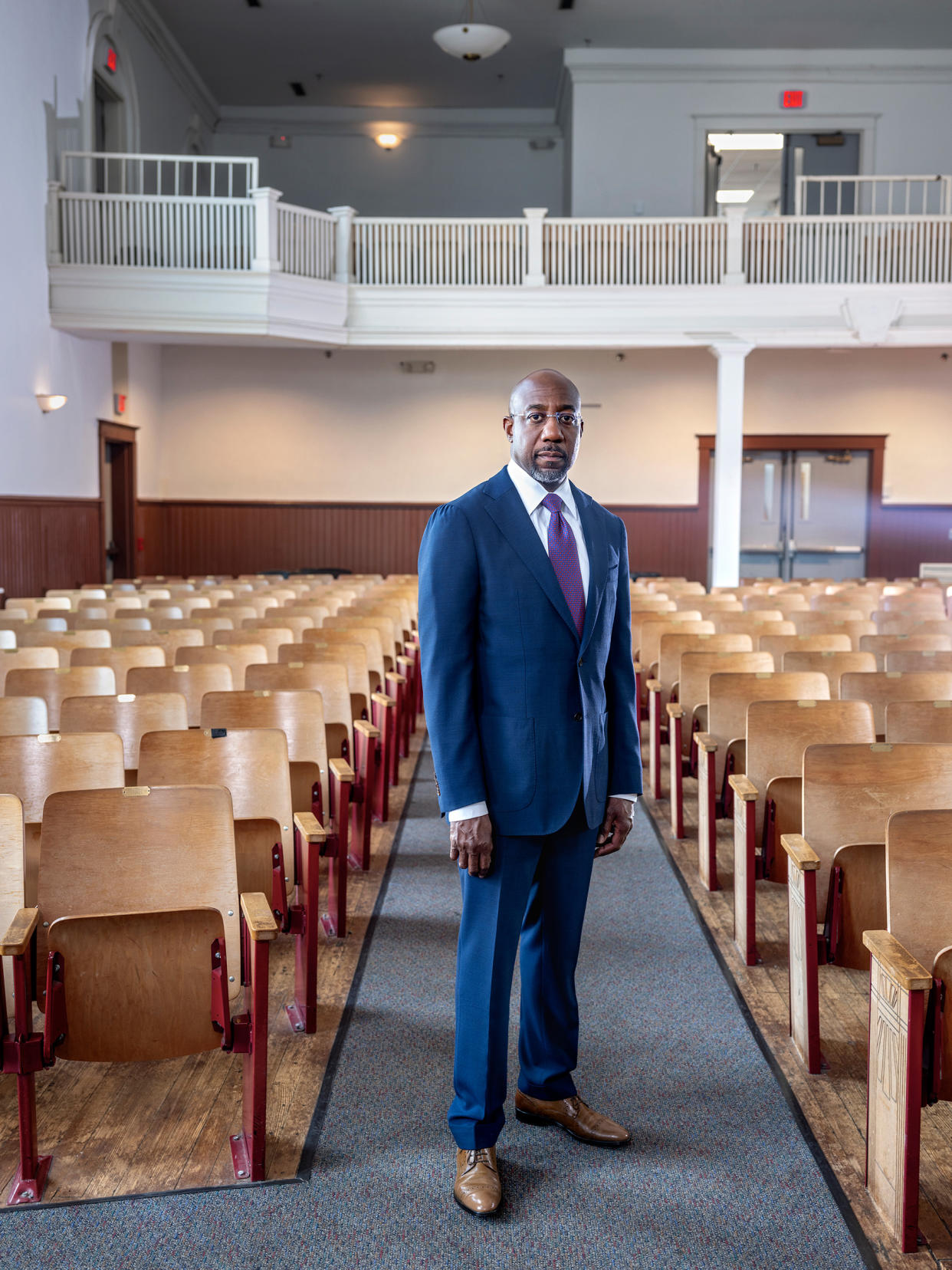 Senator Raphael Warnock at Morehouse College’s Sale Hall Chapel, on May 6