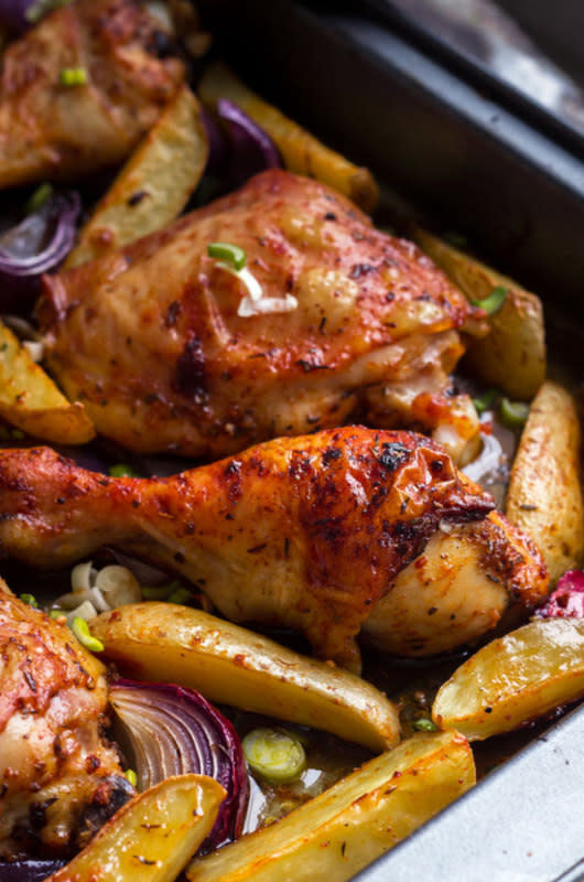 <p>Eat Well 101</p><p>One-pan Cajun chicken with potatoes is a simple and delicious dinner idea the whole family will love. Just toss everything in the baking dish with seasoning and roast to absolute crisp perfection!</p><p><strong>Get the recipe: <a href="https://www.eatwell101.com/one-pan-cajun-chicken-recipe" rel="nofollow noopener" target="_blank" data-ylk="slk:One-Pan Cajun Chicken;elm:context_link;itc:0;sec:content-canvas" class="link ">One-Pan Cajun Chicken</a></strong></p>