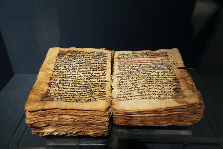 'Codex Syriacus', an ancient copy of the Gospels in Syriac is seen on display in St. Catherine's Monastery in South Sinai, Egypt, March 7, 2019. REUTERS/Mohamed Abd El Ghany