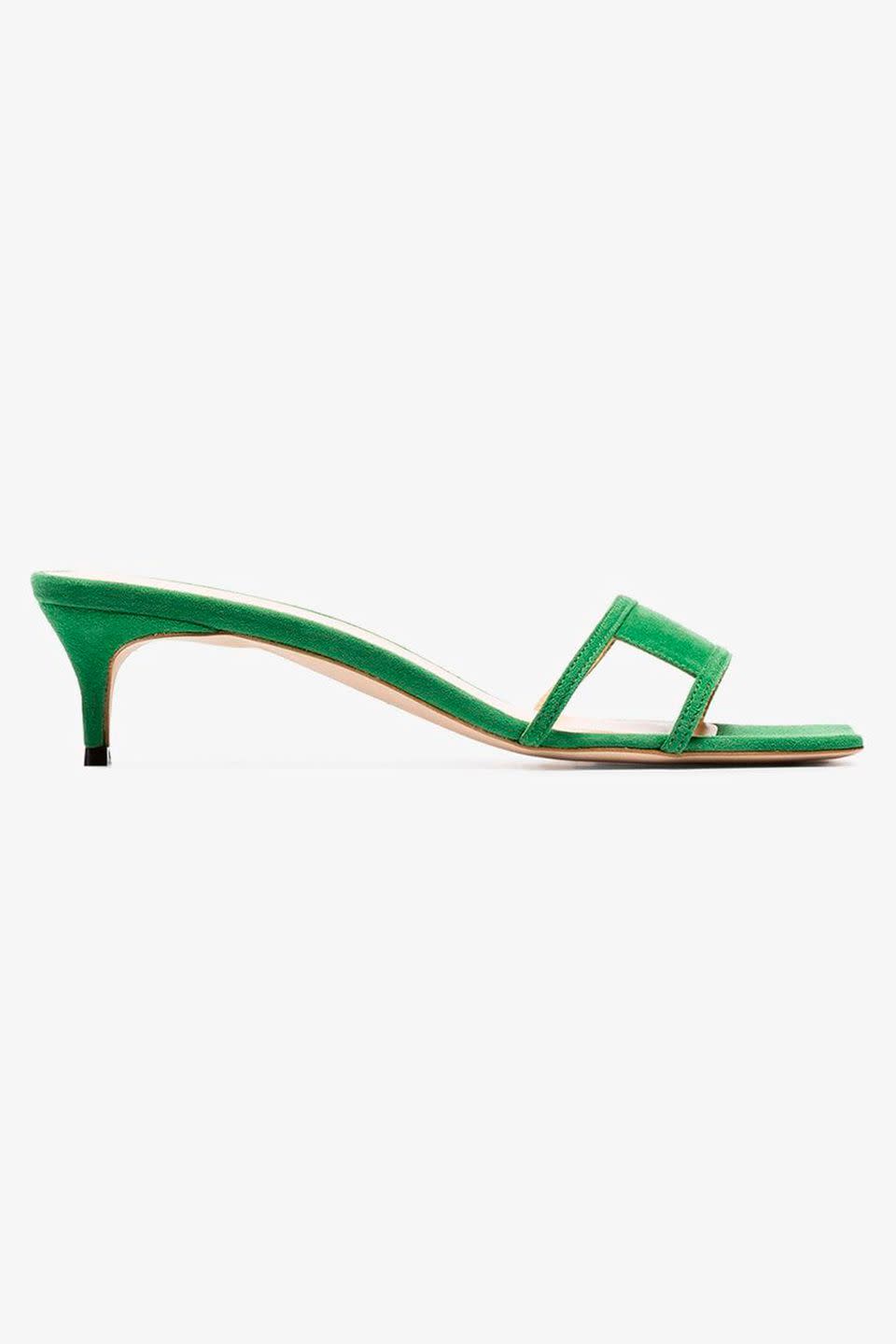 <p><a class="link " href="https://www.brownsfashion.com/uk/shopping/green-virgo-45-suede-leather-mules-13315898" rel="nofollow noopener" target="_blank" data-ylk="slk:SHOP NOW;elm:context_link;itc:0;sec:content-canvas">SHOP NOW</a></p><p>By Far, one of the most Instagram-friendly brands of the moment, has an excellent selection of colourful square-toed sandals.</p><p><em>Suede sandals, £290, By Far at Browns</em></p>