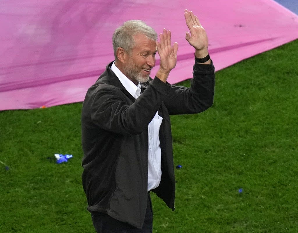 Chelsea owner Roman Abramovich celebrates on the pitch after the Uefa Champions League final match held at Estadio do Dragao in Porto, Portugal (Adam Davy/PA) (PA Archive)