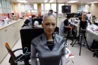 Humanoid robots are developed in Hanson Robotics lab in Hong Kong