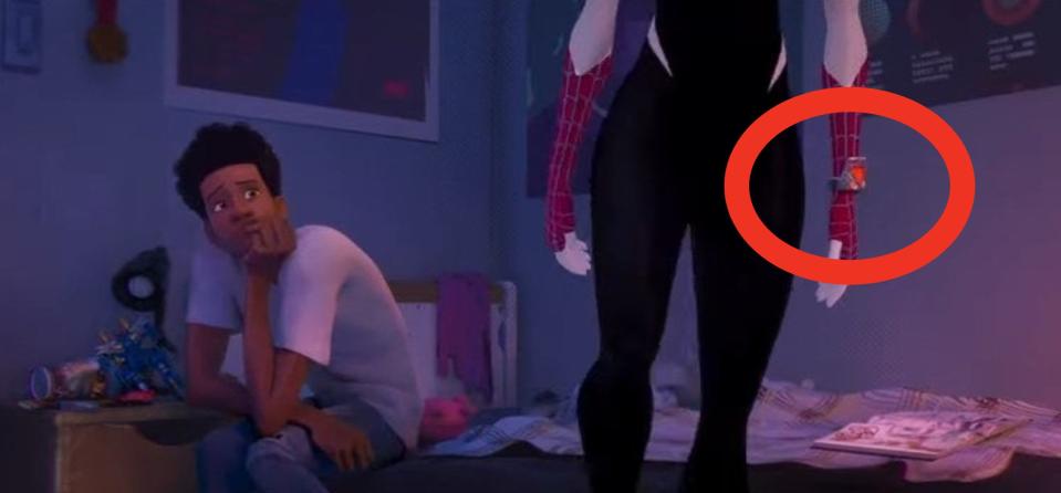 Miles sitting on his bed while Gwen stands up in "Spider-Man: Across the Spider-Verse (Part One)"