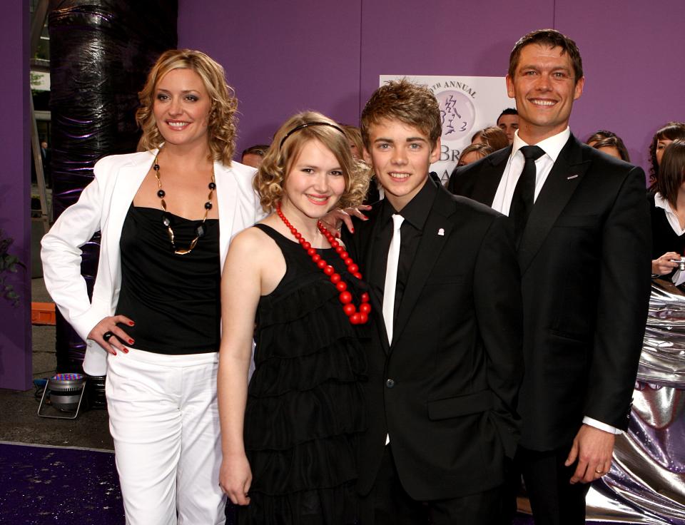 (left to right) Laurie Brett, Melissa Suffield, Thomas Law and John Partridge arrive for the British Soap Awards 2008 at BBC Television Centre, Wood Lane, London, W12.   (Photo by Ian West - PA Images/PA Images via Getty Images)