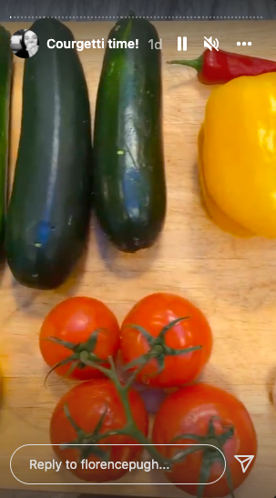 tomatoes, zucchini, and peppers in Florence's kitchen