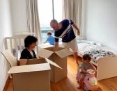 Israeli expatriate Atar Sandler packs up with her husband and children in their apartment in central Singapore