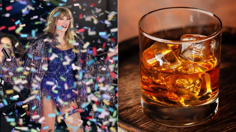 Taylor Swift in confetti and Old Fashioned