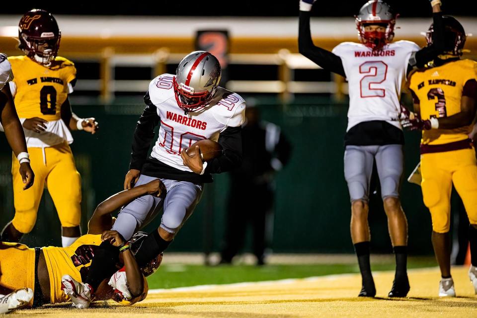 Josh Pridgen finds the end zone in a comeback win over New Hampstead on Oct. 29.