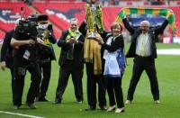 Football - Norwich City v Middlesbrough - Sky Bet Football League Championship Play-Off Final - Wembley Stadium - 25/5/15 Norwich City joint majority shareholder Delia Smith celebrates with the trophy after gaining promotion to the Barclays Premier League Action Images via Reuters / Matthew Childs Livepic