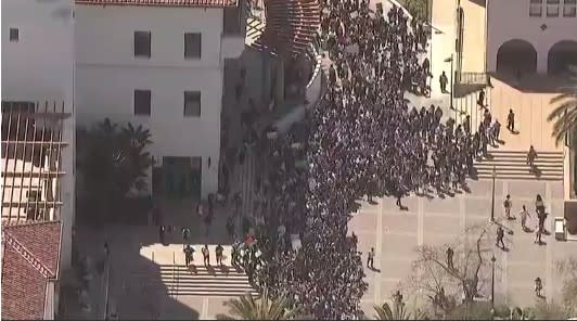 San Diego State University students walk out of class in pro-Palestine protest (Photo: SkyFOX)