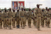 Somali military officers attend a training programme by the United Arab Emirates (UAE) at their military base in Mogadishu, Somalia November 1, 2017. Picture taken November 1, 2017. REUTERS/Feisal Omar