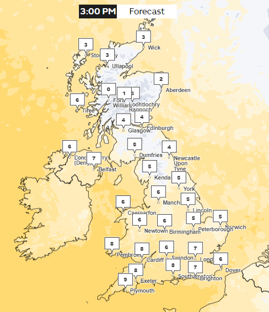 Warming up slightly in the South this afternoon (The Met Office)