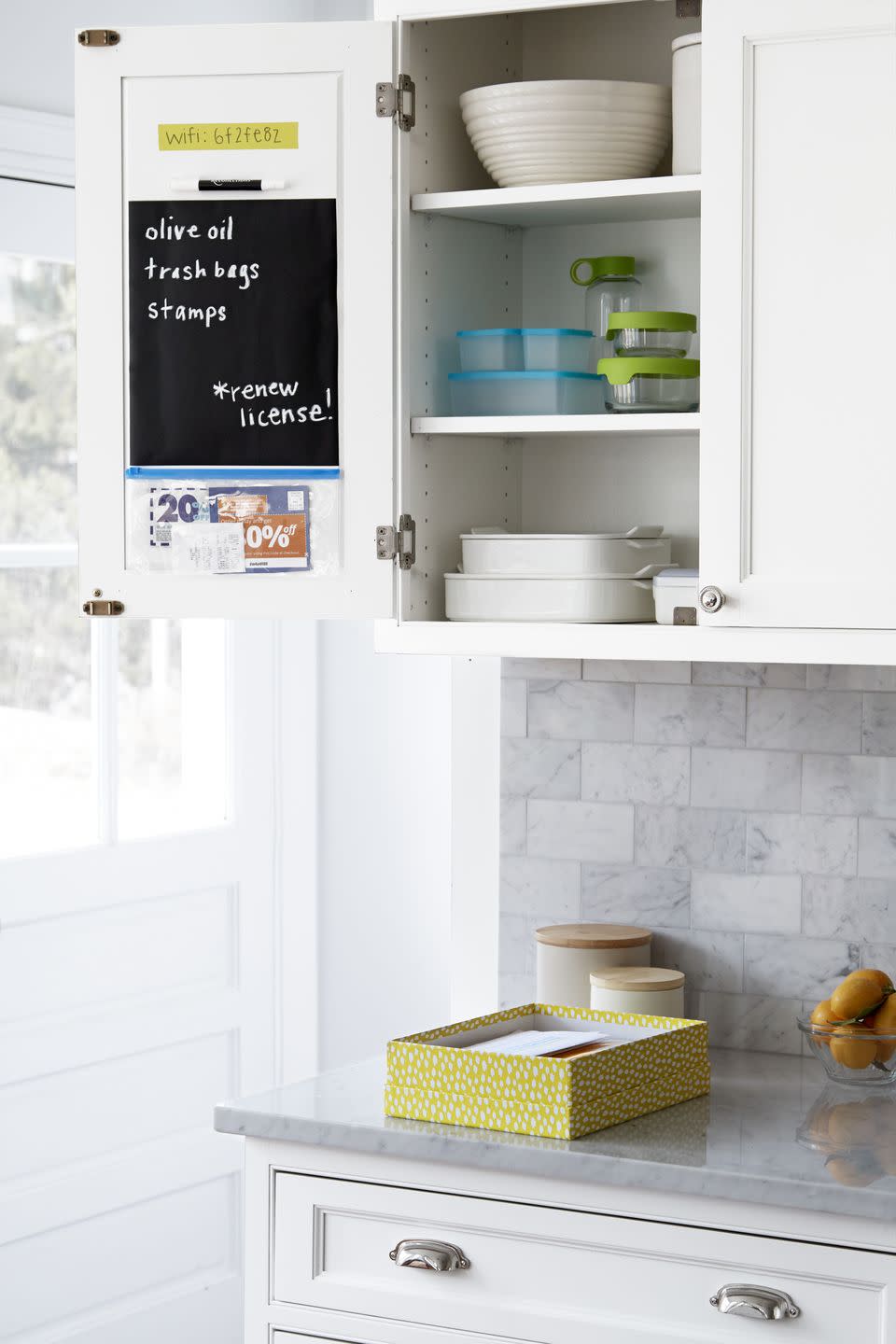 Create an organization station in a kitchen cabinet.