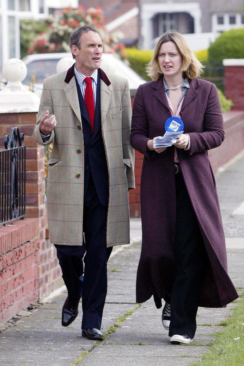 Amber Rudd and AA Gill, helping her political campaign in 2005. The pair became friends again after the break-up in 1995. (Reuters)
