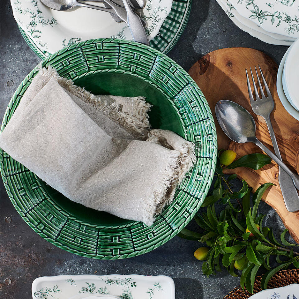 Cut down on disposables and upgrade your outdoor dining. Linen napkins + grilled hotdogs  = summer smiles. (Photo: Sur La Table)