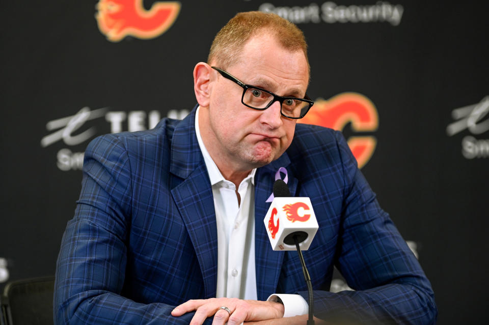 Brad Treliving finds himself in the mix for the Maple Leafs' GM opening. (Photo by Brett Holmes/Icon Sportswire via Getty Images)