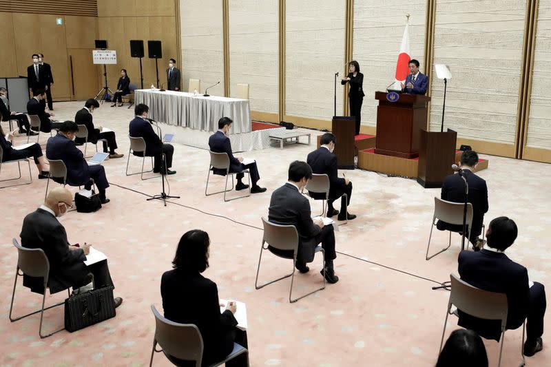 News conference of Japan's Prime Minister Shinzo Abe in Tokyo