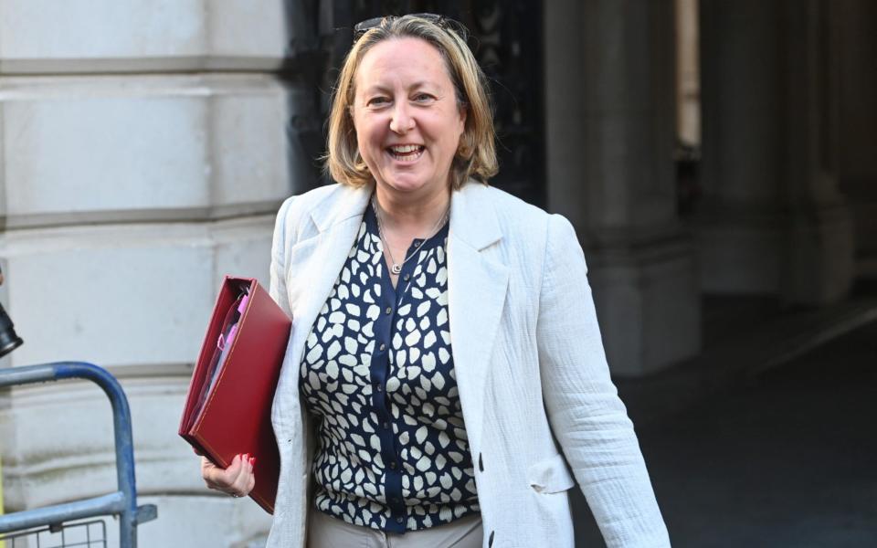 Anne-Marie Trevelyan, the new Transport Secretary, is pictured arriving at Downing Street this morning  - Geoff Pugh for The Telegraph