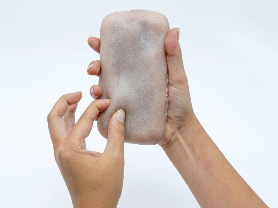 The prototype, which has been designed to look like and mimic human skin, responds to different forms of human contact: Telecomm ParisTech/PA