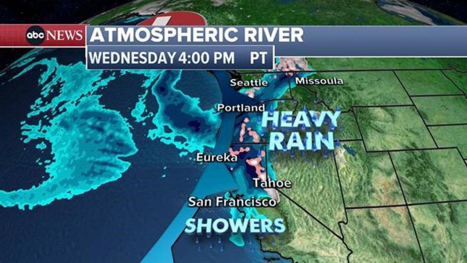 PHOTO: Atmospheric River as of Wednesday at 4 pm Pacific Time. (ABC News)