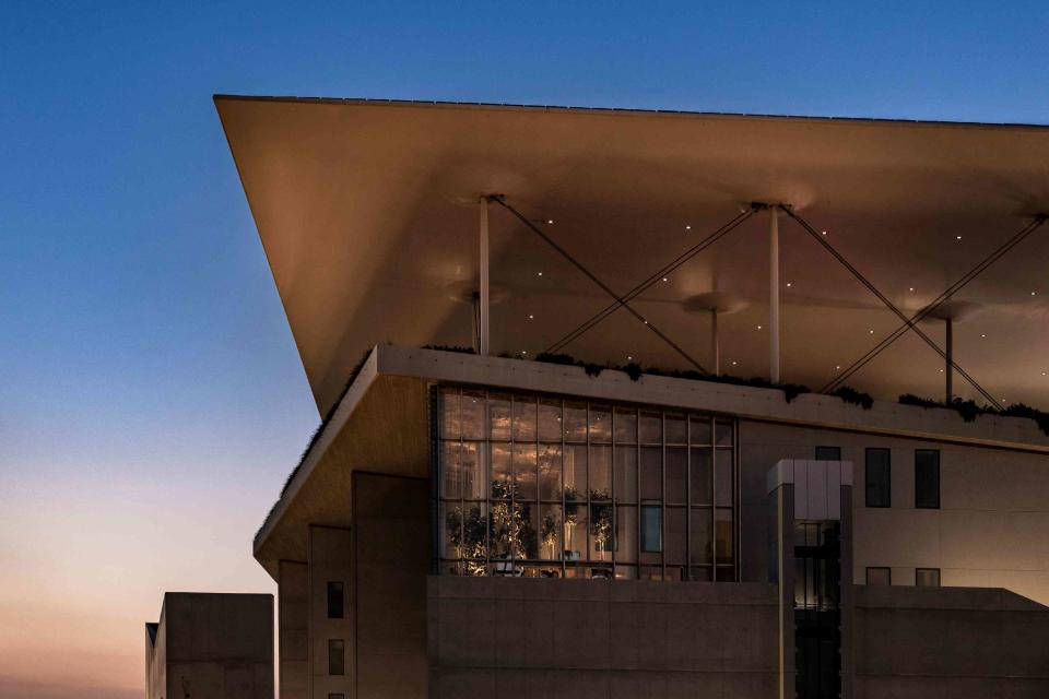 <p>Courtesy of Delta</p> The groundbreaking restaurant Delta is perched atop the Stavros Niarchos Foun- dation Cultural Center, which houses Greeceâ€™s National Library and National Opera
