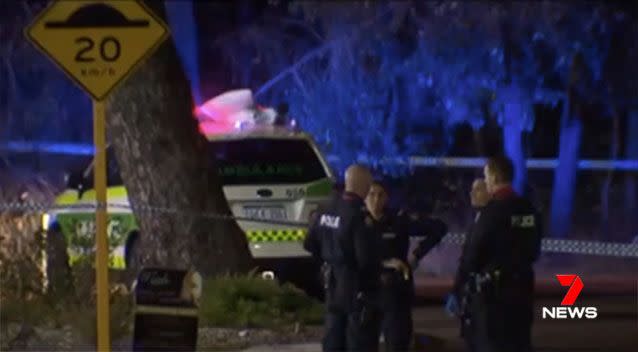 Police at the scene of the shooting. Photo: 7 News