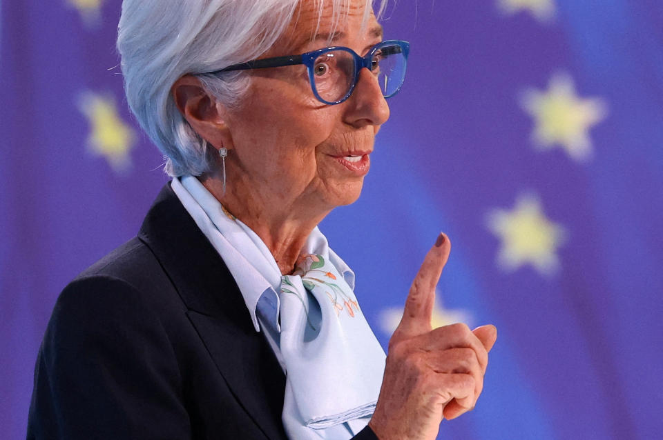 Inflation FILE PHOTO: Christine Lagarde, President of the European Central Bank (ECB), speaks during a press conference following the monetary policy meeting of the Governing Council of the ECB in Frankfurt, Germany, April 11, 2024. REUTERS/Kai Pfaffenbach/File Photo