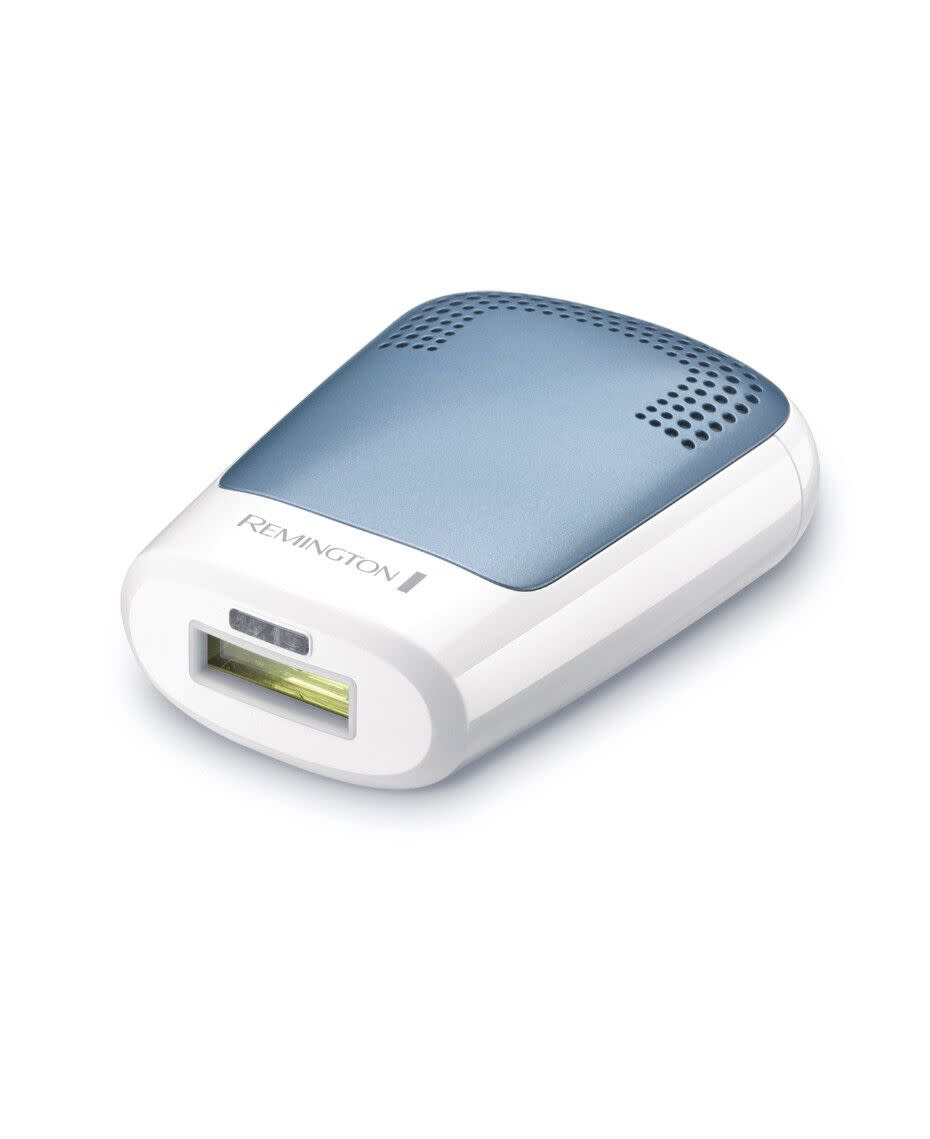 A white and blue Remington i-Light Compact Control IPL Hair Removal System