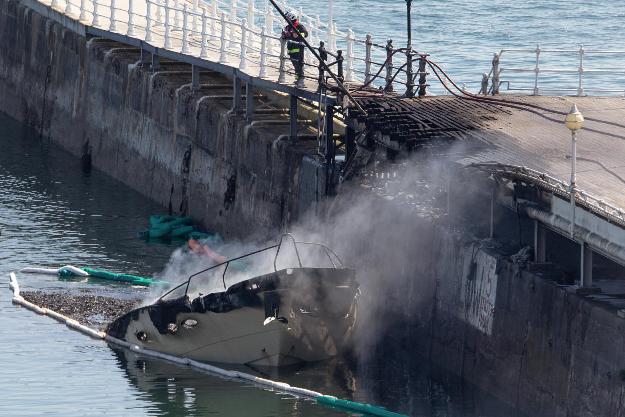 The fire also damaged part of the harbour. (SWNS)