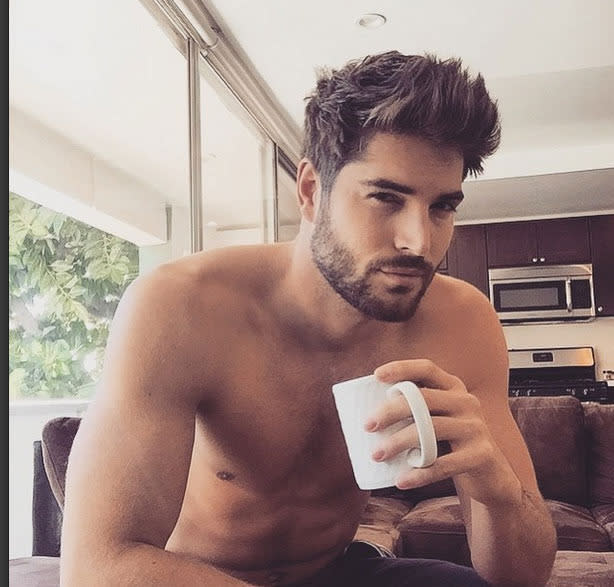 Hot men with coffee