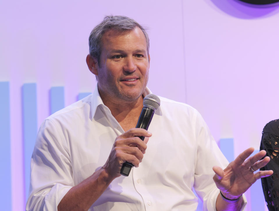 CANNES, FRANCE - JUNE 17: Blake Chandlee, President, Global Business Solutions speaks at the TikTok press conference at the Carlton Hotel on June 17, 2024 in Cannes, France.  (Photo by Olivier Anrigo/Getty Images for TikTok)