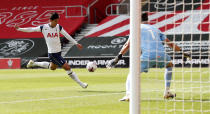 Tottenham Hotspur's Son Heung-min scores his side's fourth goal of the game during the Premier League match at St Mary's Stadium, Southampton.