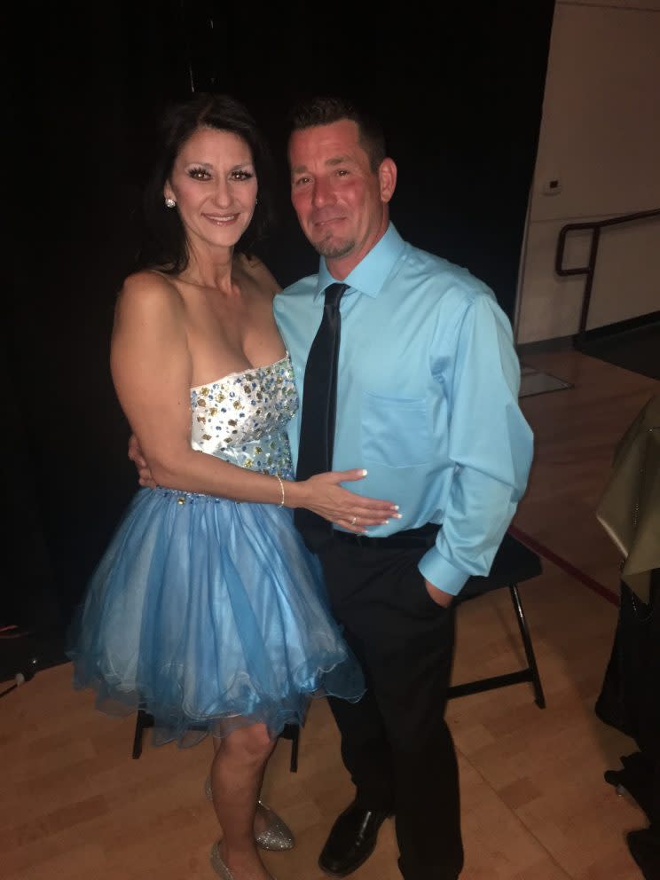 Michele Johnson wore her daughter’s prom dress to attend a birthday party. (Photo: Courtesy of Michele Johnson)