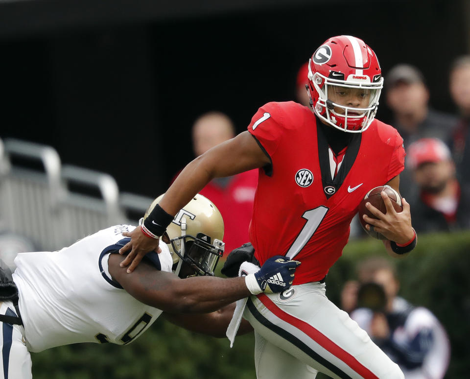 Justin Fields only saw spot action for Georgia in 2018. Now he’ll be vying for Ohio State’s starting position. (AP)