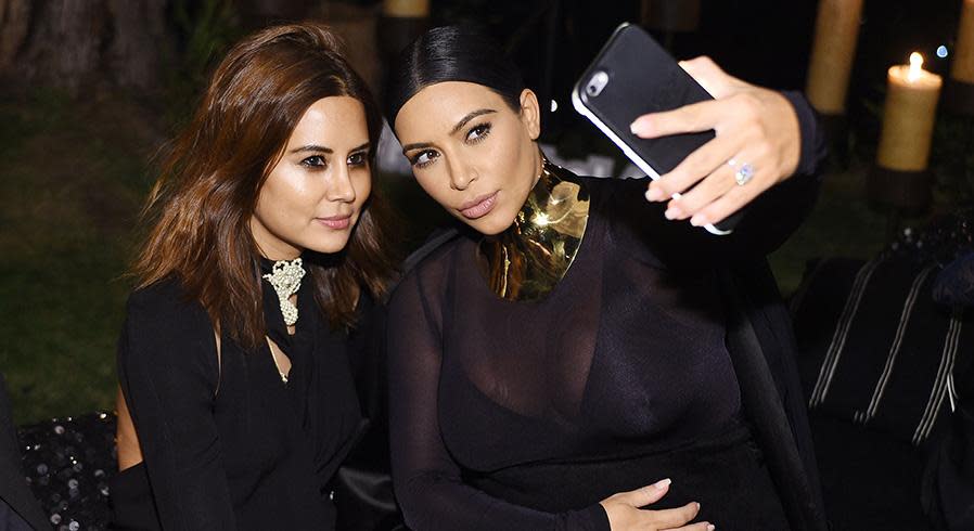 Fashion editor Christine Centenera and Kim Kardashian West take a selfie together. (Photo: Getty Images)