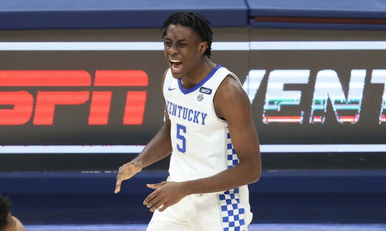 Kentucky guard Terrence Clarke celebrates during a game.