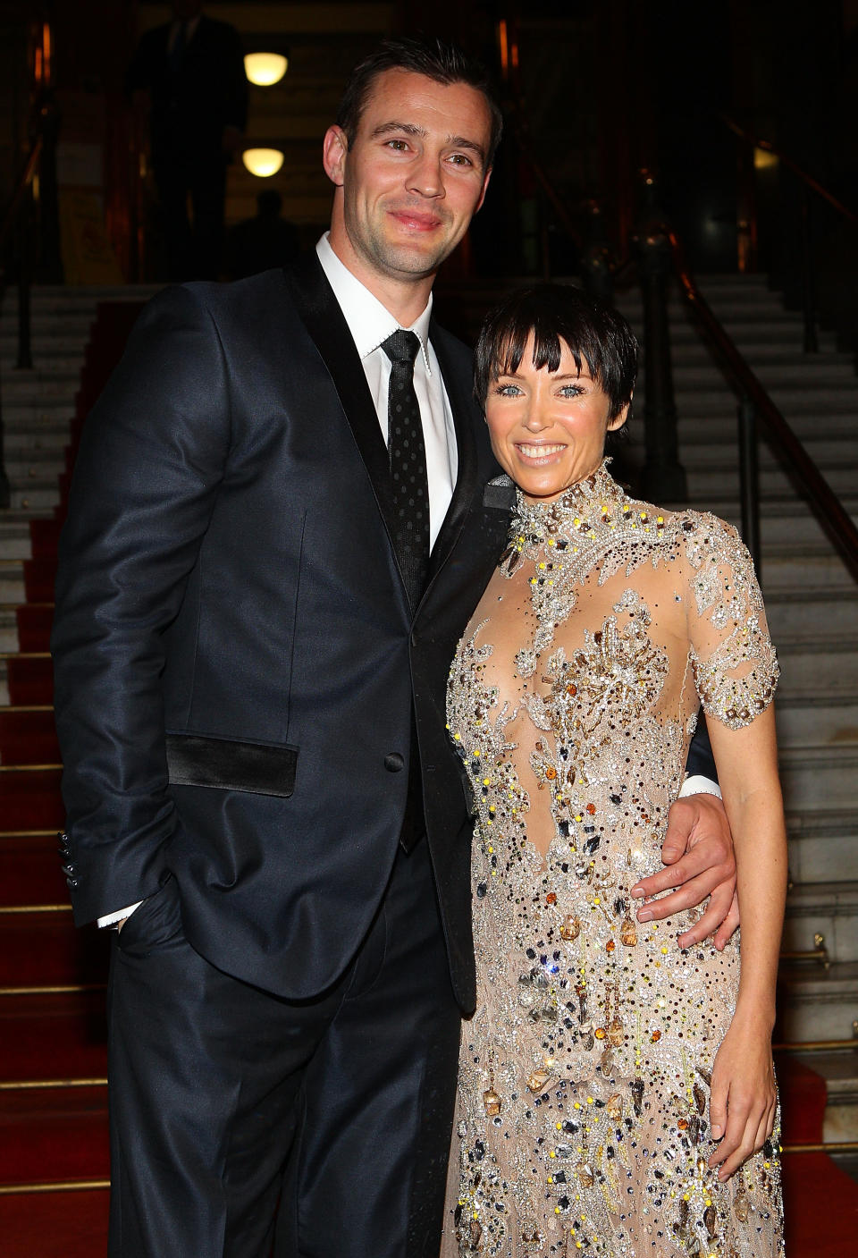 Dannii Minogue and Kris Smith arrive at a function to unveil her favourite Melbourne Sriring Fashion Week 2011