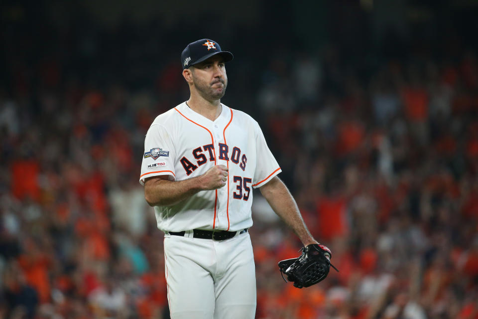 Justin Verlander tossed seven innings of one-hit ball and led the Astros to a Game 1 win. (Troy Taormina-USA TODAY Sports)