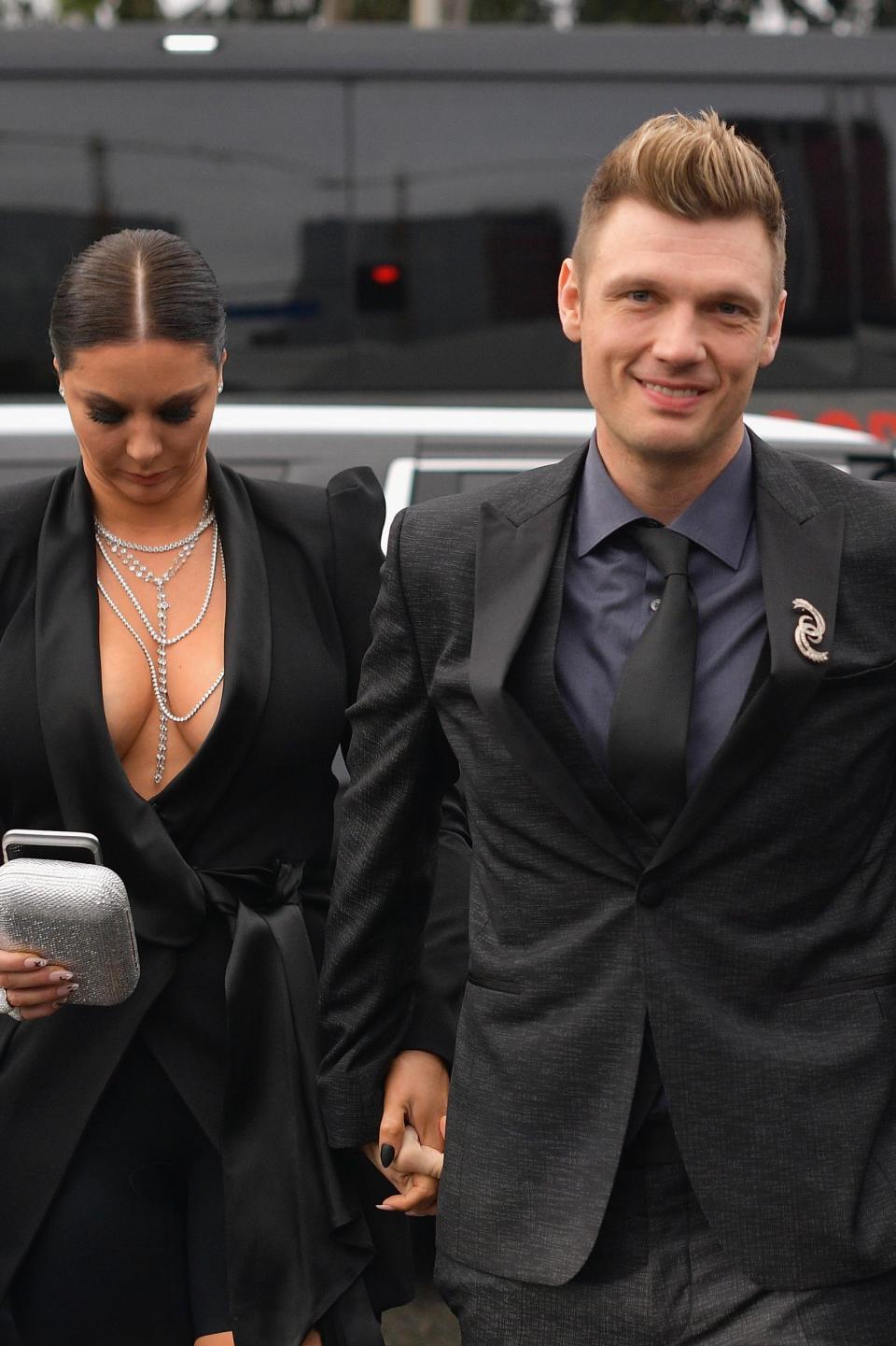 Nick Carter with his wife Lauren Kitt (Getty Images)