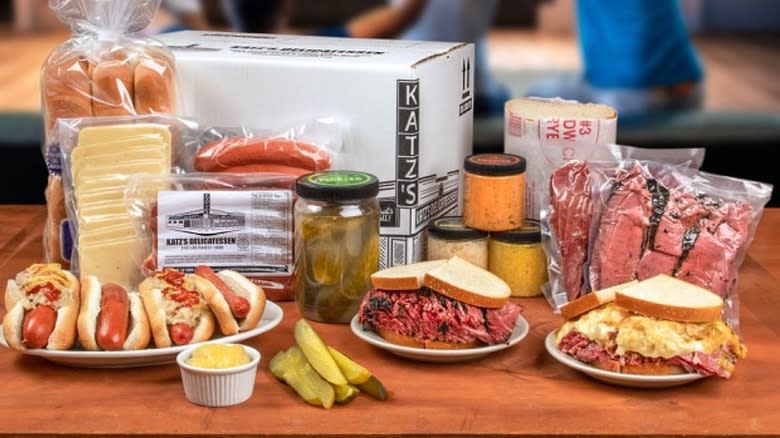 Food display from Katz's Deli