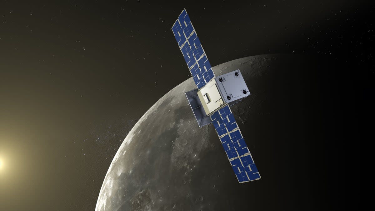 An illustration of Nasa’s Capstone spacecraft near the Moon (Nasa)