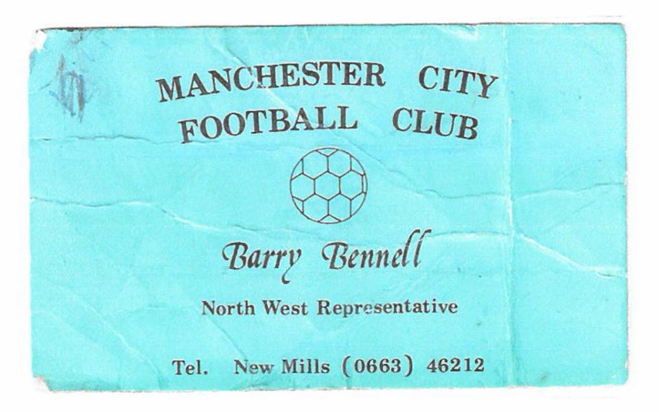 A business card given out by Barry Bennell in which he described himself as Manchester City’s ‘north-west representative’ (PA) (PA Media)