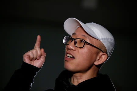 Chinese activist Hu Jia speaks during an interview with Reuters in Beijing, China February 28, 2018. Picture taken February 28, 2018. REUTERS/Thomas Peter