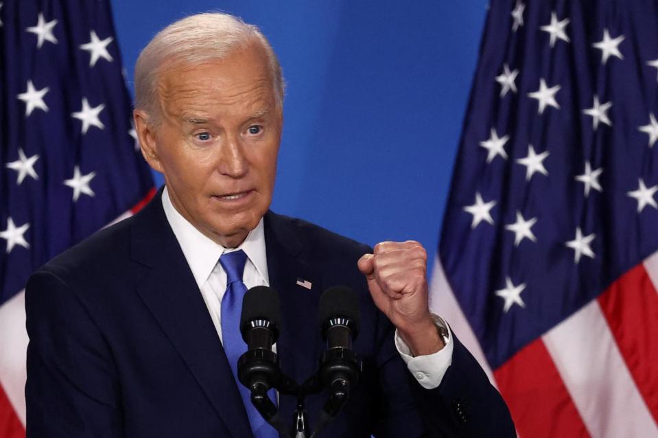 PHOTO: President Joe Biden speaks at a news conference following the NATO Summit in Washington, July 11, 2024. (Yves Herman/Reuters)