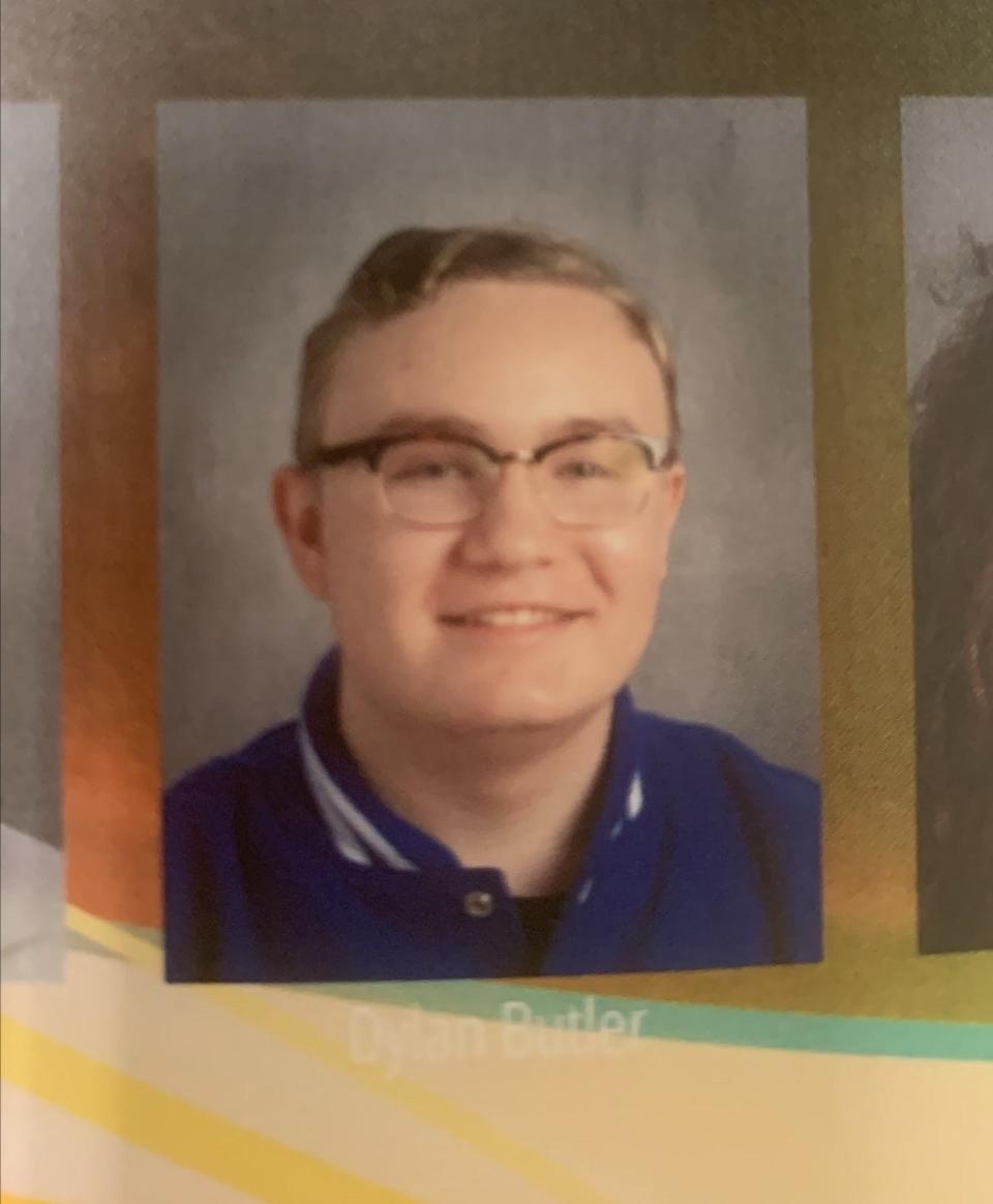A photo of Dylan Butler in the 2021-22 Perry High School yearbook.
