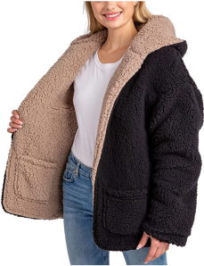 Love Tree Women's Oversized Fuzzy Teddy Cardigan Coat