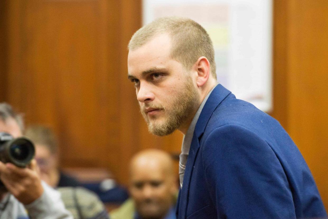 Henri van Breda arrives to sit in the dock at the Western Cape High Court to hear the verdict: AFP/Getty Images