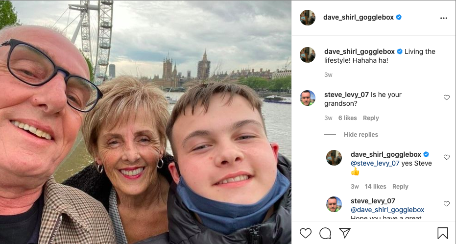 Dave and Shirley enjoyed a day out in London with their grandson (Instagram @dave_shirl_gogglebox)