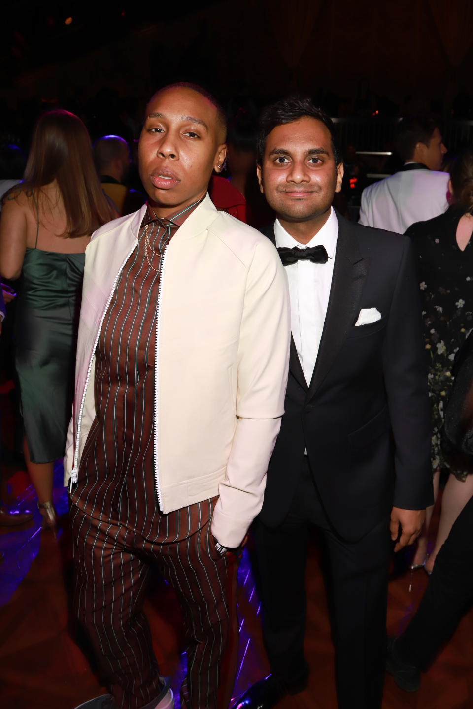 LOS ANGELES, CALIFORNIA - JANUARY 05: (L-R) Lena Waithe and Aziz Ansari attend the Netflix 2020 Golden Globes After Party on January 05, 2020 in Los Angeles, California. (Photo by Arnold Turner/Getty Images for Netflix)