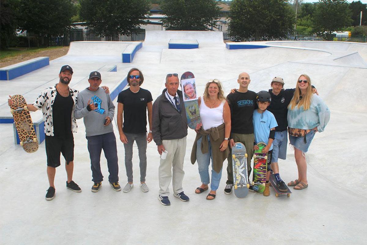 Famouth Skatepark Committee join Kirstie Edwards and Simon Penna from Falmouth Town Council for the opening <i>(Image: Falmouth Town Council)</i>